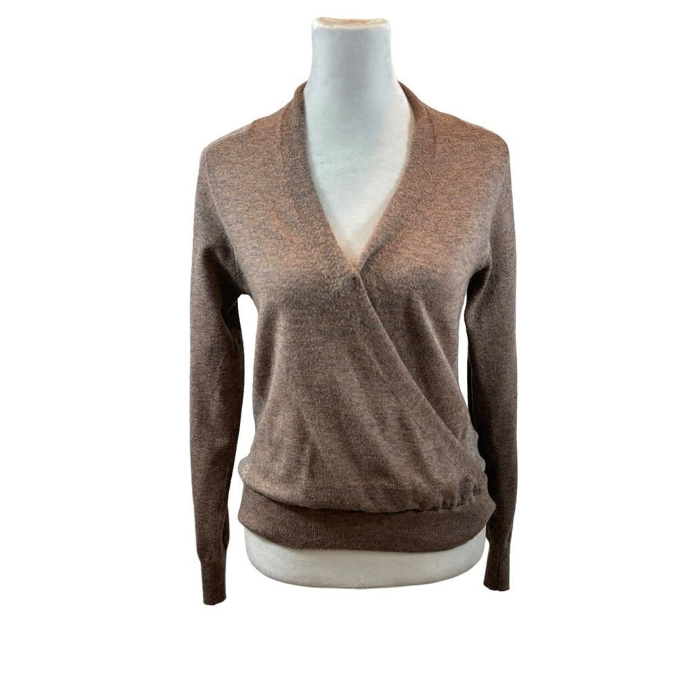 Ladies‎ Heartloom Heather Brown Faux Wrap Sweater Size Small